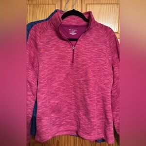 Lot of 2 Tek Gear Blue Pink Women's Sweater 1/4 zip sweatshirt sz L set